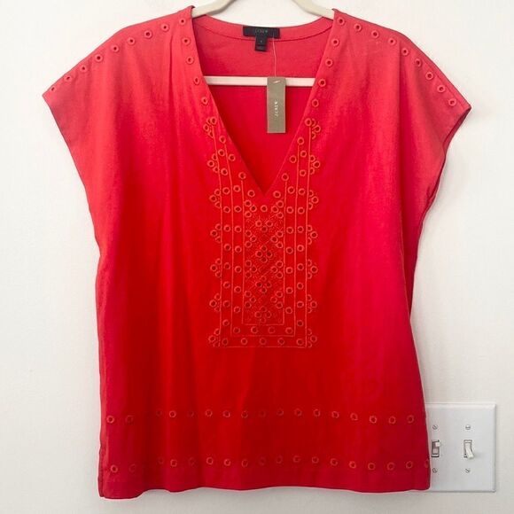 J. Crew V-neck Eyelet Top S - Picture 1 of 6